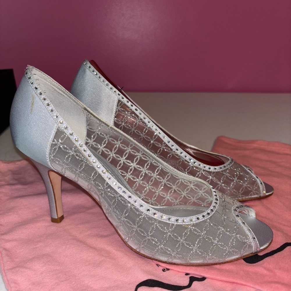 Nina Metallic Silver Mesh Heels - Picture 4 of 10